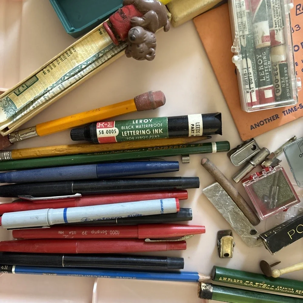 Vintage Drafting Tools ~ Supplies LOT Wrico, Staedtler, Eagle, Vemco, Keuffel 😊